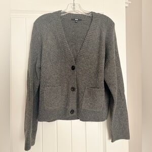 Uniqlo Heathered Charcoal Grey Women's Cardigan Sweater